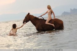 nakedgirlswithhorses:  Dariya A &amp; Lera B in “Tramonti” 