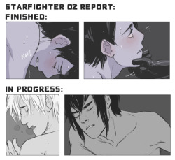 (Taken from the Starfighter site!) Hello!  Everyone who is waiting for the print release of Chapter 2, here is a progress report! The Deimos mini-smut-comic is finished, which is great, and I&rsquo;m now in the middle of working on the Cain and Abel mini-