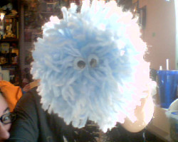 Project &ldquo;Cuddly Pom-Pom&rsquo; is underway. GF made the pompom so she gets to photobomb. I have no idea where the googly eyes came from, I literally just found them lying around in a baggie like wut.