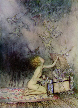 Pandora from A Wonder Book. Nathaniel Hawthorne (Author), Arthur Rackham (Illustrator). 1894. http://rackham.artpassions.net/rackham.html