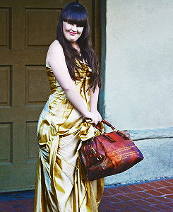  The Über-Talented photographer Michael Freeby recently shot American Horror Story actress Jamie Brewer in her first ever photo shoot. In the photos, she wears a mix of Louis Vuitton, Chanel, Escada and GOGA by Gordana Gehlhausen. 