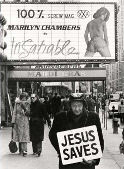 Theater marquee advertising Insatiable, 1980, New York City