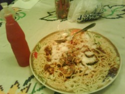 Kool-aid and spaghetti :)