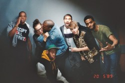 Photo Of The Day: The Throne, Justin Bieber, Tyler The Creator, Aziz Ansari &amp; Kid CudiThis photo is pretty random, appears to be backstage from one of the, “Watch The Throne,” concerts. Imagine if this group dropped a track. Source: RealTalk NY