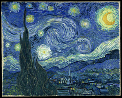   Starry Night by Vincent VanGogh (above) and reimagined by Alex Ruiz (below)  