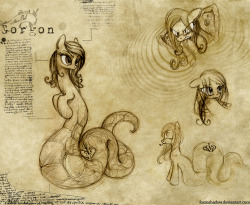Pony gorgon? Okay, pony gorgon Commission for http://loyal2luna.deviantart.com/ Reference sheet for Marr Bell, OC from her fanfic. Read it here http://www.fimfiction.net/index.php?view=category&amp;user=774 It contains Doctor Whooves, so the existence