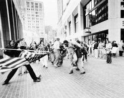 The Soiling of Old Glory protest against court-ordered desegregation busing; photo by Stanley J. Forman, Boston, April 5, 1976; winner of 1977 Pulitzer Prize