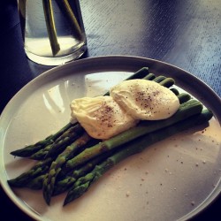 Poached Eggs over Asparagus. Don&rsquo;t judge, it was my first time poaching eggs. 