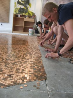 misha-collins-minion:  dewdrops-on-roses:  waywardturtle:   Flooring that only costs about ũ.44 per square foot.   #SOMEONE TELL JOHN GREEN WE’VE FOUND OUT WHAT TO DO WITH THE PENNIES  ^that tag  I think it’s time for a game of  