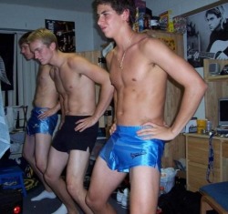 23.Â  I&rsquo;m don&rsquo;t know what these guys are up to, but I&rsquo;m sure they&rsquo;re well dressed for it scallyguy:   Lads In Shiny Shorts  