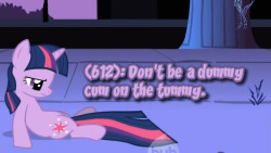 bronypride:  ponypixelstestblog:  (612): Don’t be a dummy cum on the tummy.  Make her a slut, and cum in her butt.  Have no fear, jizz in her ear.  Don’t be a noob, cum on her boob.  Forget her rack, blow on her back.  Just take off your coat and