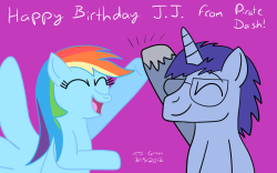 askpiratedash:  toonboy92484:  A happy birthday pic for JJ, someone who I’ve admired in the fandom for a very long time, and is one of my favorites.  He is also on a much higher level of skill and talent than I ;P  ((A tribute to a great artist must