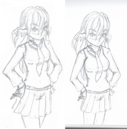 I SUCK AT DRAWING!!!! To prove how bad I am at drawing: On the right is the original unedited scanned image of my original sketch. On the left is hours upon hours of digitally fixing the image to try to make it look right. And it still doesn&rsquo;t look