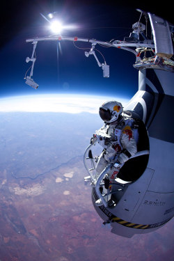 timelightbox:  Jay Nemeth—Red Bull/Getty Images March 15, 2012. Pilot Felix Baumgartner of Austria is seen before his jump during the first manned test flight for Red Bull Stratos, based in Roswell, New Mexico. From the conflict in Afghanistan and a