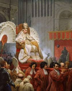 mesbeauxarts:  Émile Jean-Horace Vernet. Pope Pius VIII in St. Peter’s on the Sedia Gestatoria. 1829. Oil on canvas. Musée de Picardie. Amiens, France.  