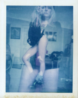 Pantslessness and instant film! hardnipplesforever:  Secret Secret We’re All Bound To Forget. by jonmmmayhem double exposure of Theresa Manchester on Polaroid Blue packfilm see more pictures i’ve taken of her HERE 