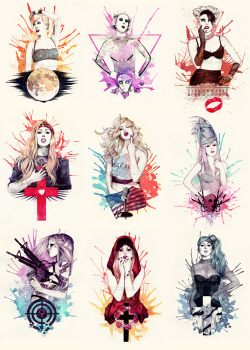 mibou:  “Born This Way” Illustration-Serie:  Marry The Night // Born This Way // Government Hooker // Judas // Americano // Hair // Scheiße // Bloody Mary // Black Jesus Amen Fashion // Bad Kids // Fashion Of His Love // Highway Unicorn (Road To