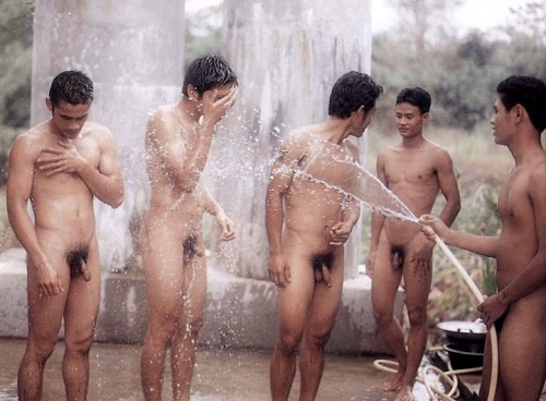 Naked boy shower