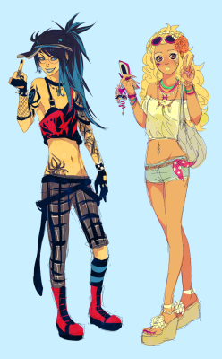 starexorcist:whimzu:visual kei vriska and gyaru feferi&lt;______________&gt;    What IS THIS??? SOMEONE ACTUALLY DRAWING GYARU FASHION PROPERLY???   but no these are really cool :U