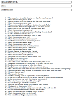 thisgrrlwithhands:  Answer all these questions and you should have a fully-developed character for your audience to connect with. A strong character can carry a weak plot; but a strong plot can’t carry weak characters  This is beautiful. We highly recomme