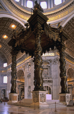 viα artaddictsanonymous: Gian Lorenzo Bernini, Baldacchino (canopy for the high altar of Saint Peters; in the crossing of Saint Peter’s Basilica, Vatican, Vatican City, Rome, Italy), 1624-33