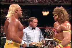 Wrestlemania VI: Toronto Sky dome 1991.. WWF Champ Hulk Hogan vs IC Champ Ultimate Warrior