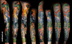 Pantera,rob zombie,TOOL and type o negative all in one sleeve.