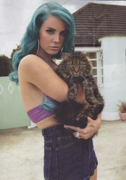 amy-says-relax:  Lana Del Rey by Nicole Nodland Vogue UK March 2012. Only with photoshopped teal soft grunge hipster hair. Mostly I just like how it matches her top.  Cute, even if it is a fake!