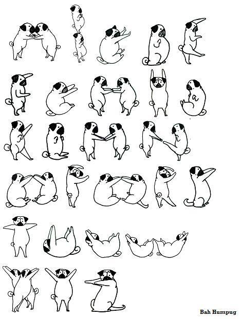Pug alphabet A-Z.  See accompanying rhyme and individual letters at my blog Bah Humpug.