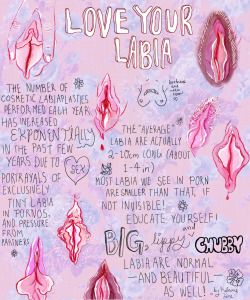 thecsph:  start-living-the-dream:  This is so true, for those ladies who have long labia and feel bad about them because they don’t match the absurd ‘beauty standards’ seen in porn/media. However, if you do have long labia and find they are causing