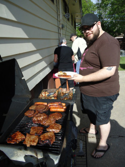 electricunderwear:  badassesandbeards:  Inspiration for a Badasses and Beards BBQ. I’d call it a BBBQ. Guess what the extra “B” is for?  A man and his meats… What a beautiful man. Nice meat too…