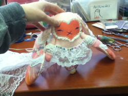lithefider:  fire-crazed-inferno:  lithefider:  Hummm I kinda wanna put a skirt (with this lace under it) on this lolita bunny but I dunno then it ruins her shape? Psttt also Nami remember these are the lovely peach pink fleeces I got in Canada? (ear
