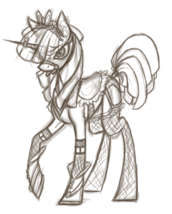 smutti:  Im drawing Twilight now&lt;3school sucks so im just gonna draw instead myahahaha   Also relevant to my interests! Oh you ponies, you&rsquo;re playing such fun dress-up tonight in various artists&rsquo; works XD