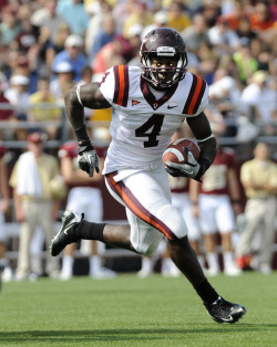 protecthishouse:  With the last pick of the first round, the New York Giants select David Wilson from Virginia Tech. In losing Jacobs to the 49ers the Giants needed depth at RB and they get a very explosive runner in David Wilson. A dynamic playmaker