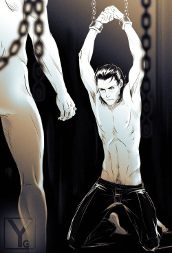 yanagoya:  mochisquish:  yanagoya:  Somehow, nothing new comes to mind. Sorry, Loki, you get more bondage. And stuff.   Waaaaaaah, fuck.  Loki’s body is…perfect…yes.  Love the pants around his hips and maybe I have a thing for happy trails and