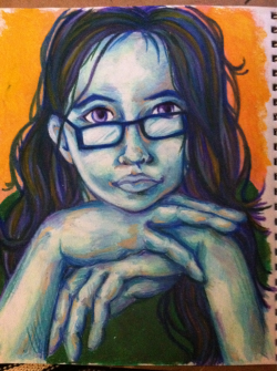 accio-artistry:  Connie. Connie. CONNIE. Crappy cell phone picture, because that’s what I’ve got. But I did hands that I’m happy with. Just some sketchbook fun with pastels :3  This is a picture of me, guys! Urie made me look pretty. The hell did