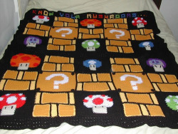 nerdycrochet:  Another awesome Mario afghan, click for the pattern  I NEED TO MAKE THIS MY BED NEEDS THIS