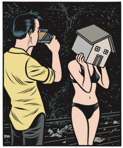 pantheonbooks:  A sneak peek at The Hive, the sequel to Charles Burns’ X’ed Out, coming from Pantheon in October!  Erotic domesticity? The wife, the kids, the house and of course,  and the sexy, sexy glue that holds it all together.  The glue, sex