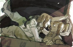 theyoungdoyley:  “hey gurl” (korra/asami wip)  Will finish this eventually. Cars are hard. :( 