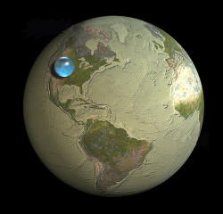 minusmanhattan:  This Illustration by Jack Cook shows the total amount of water on earth compared with the mass of the planet.  More info here. 