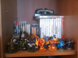 Skylanders have taken up most of the top shelf of the cabinet-thing I keep video games in. The next batch is going to have to start invading the second shelf The ones I currently have, for the curious (read as: no one but me): Eruptor, Sunburn, Lighning