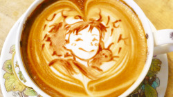 fuckyeahkikisdeliveryservice:   ✧ Kiki’s Delivery Service Latte Art (x) ✧  Now THIS is some real-ass Latte Art. &lt;3 