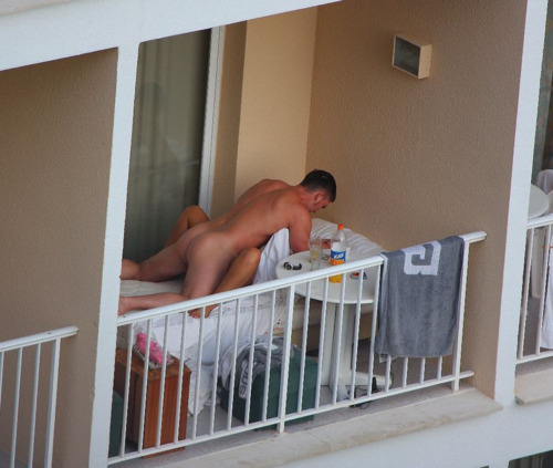 Teen sex on balcony