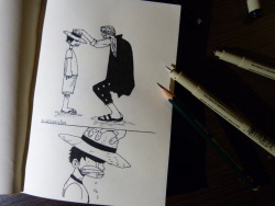 apieceofstraw:  Luffy &amp; Shanks - by kalliopeculiar[apieceofstraw] after Eichiiro Oda 