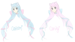 My new twin OC&rsquo;s Cotton &amp; Candy! Twin cat girls! I plan I guess on dressing them in sweet lolita fashions ect, I&rsquo;m not sure exactly of their attire yet but it will be lots of frill. *edit* Matt talked me into giving Cotton glasses orz;