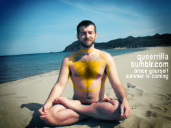 queerrilla:  Brace yourself, summer is coming.   EDIT: I didn’t try to Triforce. I’ve got a proper Triforce on my back. It’s a water elemental glyph ;)