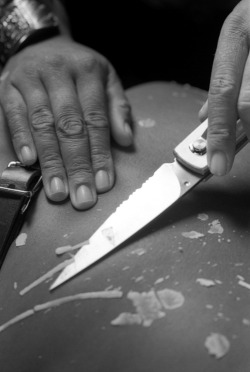 bdsmafterthoughts:  Knife play and wax play. &lsquo;I&rsquo;m not going to cut your skin. Am I?’ 