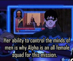 dcwomenkickingass:  Barbara Gordon Will Call You Out On Your Sexist Crap In today’s Young Justice Batgirl has some thoughts about Nightwing having to explain why all female team is being deployed.  GO BARBARA. Also I&rsquo;m so behind on this show!