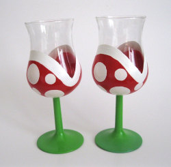 it8bit:  Piranha Plant Wine Glasses Available for ฮ USD at Basement Invaders. 