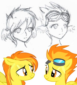 Very sloppily drawn hairstyles for Human Spitfire, for an upcoming pic that I&rsquo;m working onThe chosen vectors were purely coincidentalLeft Spitfire by ~SierraExRight Spirfire by ~faloxx